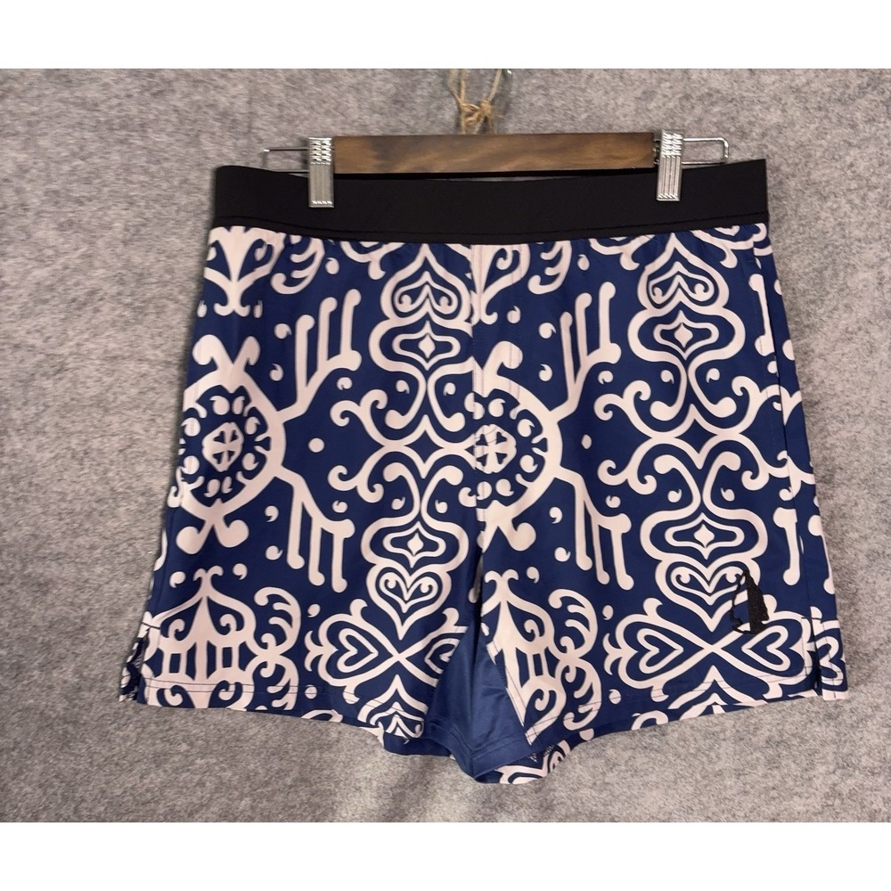 Tachuntfish‎ THF Shorts Mens Sz L Blue Geometric Pockets Unlined Gym Running